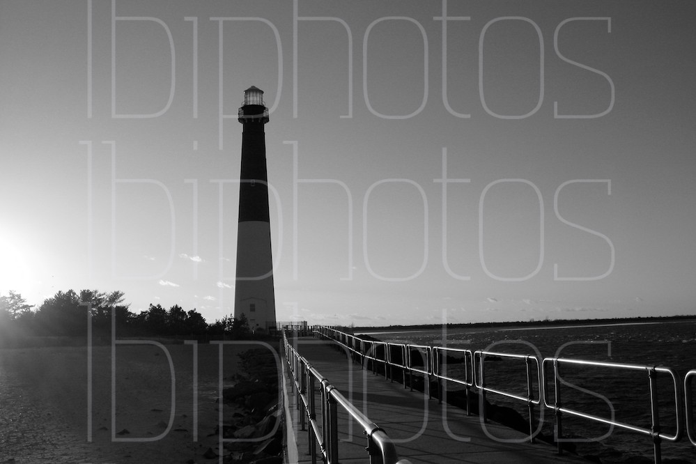 Barnegat Lighthouse from the Fishing Pier II (BW)